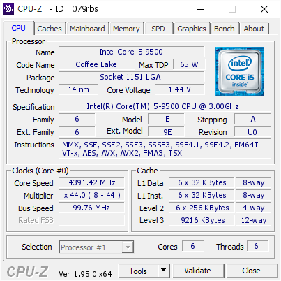 screenshot of CPU-Z validation for Dump [079rbs] - Submitted by  Anonymous  - 2021-05-14 04:08:54
