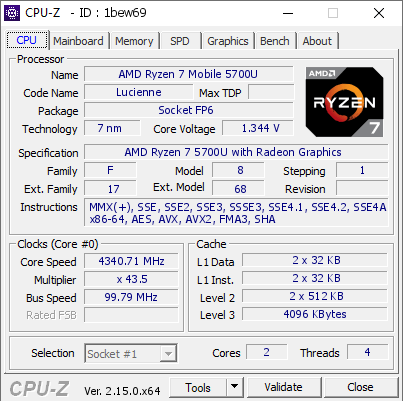 screenshot of CPU-Z validation for Dump [1bew69] - Submitted by  Anonymous  - 2026-06-07 04:38:14