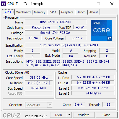 screenshot of CPU-Z validation for Dump [1zmypk] - Submitted by  DESKTOP-82381R1  - 2026-08-07 06:28:58