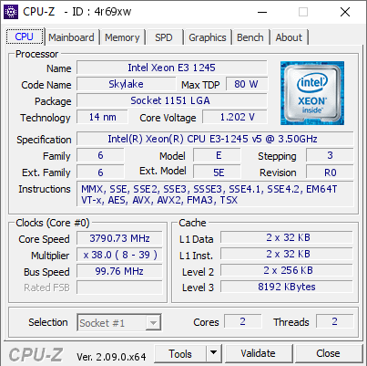 screenshot of CPU-Z validation for Dump [4r69xw] - Submitted by  DESKTOP-4990JH0  - 2024-04-04 23:14:20