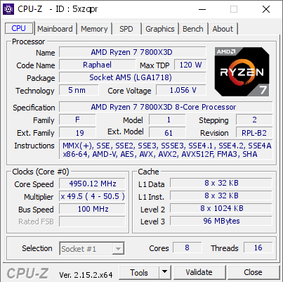 screenshot of CPU-Z validation for Dump [5xzqpr] - Submitted by  Anonymous  - 2026-04-11 07:25:14
