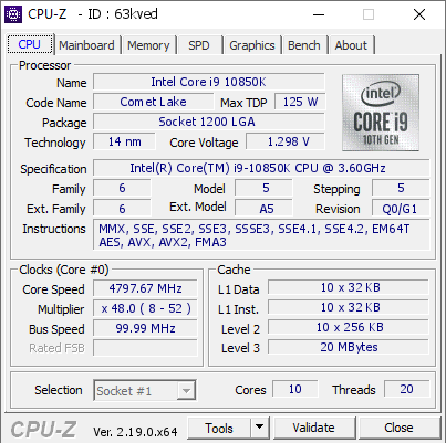 screenshot of CPU-Z validation for Dump [63kved] - Submitted by  THINKPADLAPTOP  - 2026-10-05 06:58:36