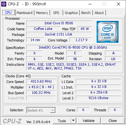 screenshot of CPU-Z validation for Dump [991my6] - Submitted by  Anonymous  - 2024-03-24 06:09:27