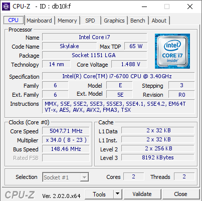 screenshot of CPU-Z validation for Dump [db10kf] - Submitted by  aperacer  - 2023-07-20 21:04:25