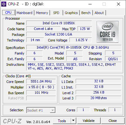 screenshot of CPU-Z validation for Dump [dgl3ak] - Submitted by    - 2022-07-02 00:35:04