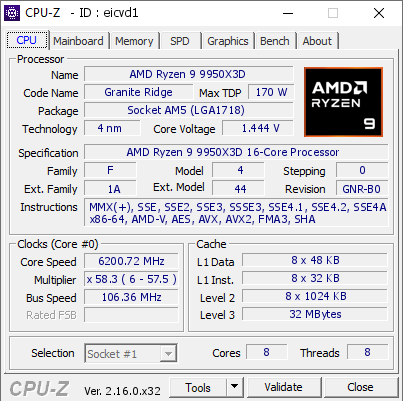 screenshot of CPU-Z validation for Dump [eicvd1] - Submitted by  1ways  - 2026-06-09 11:52:00