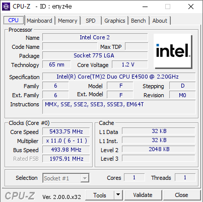 screenshot of CPU-Z validation for Dump [enyz4e] - Submitted by  Luumi  - 2024-01-31 23:30:51