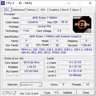 screenshot of CPU-Z validation for Dump [feln6j] - Submitted by  Prema  - 2022-07-04 14:24:47