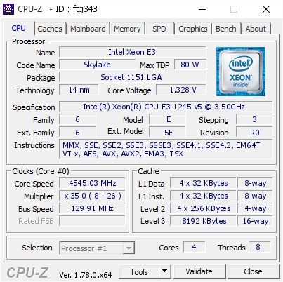 screenshot of CPU-Z validation for Dump [ftg343] - Submitted by  Robbster77  - 2017-05-02 20:16:59