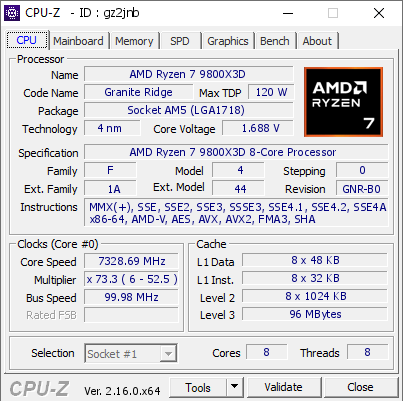 screenshot of CPU-Z validation for Dump [gz2jnb] - Submitted by  Colorful iGame & SuperPC001  - 2025-12-24 15:18:17