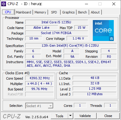 screenshot of CPU-Z validation for Dump [heruqc] - Submitted by  Anonymous  - 2025-06-29 06:57:05