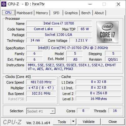 screenshot of CPU-Z validation for Dump [hxw7tv] - Submitted by  branpwr  - 2023-06-26 03:47:01