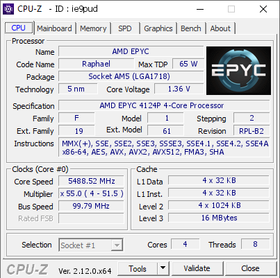 screenshot of CPU-Z validation for Dump [ie9pud] - Submitted by  MIKE-PC  - 2024-12-03 21:21:23