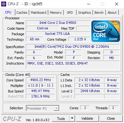 screenshot of CPU-Z validation for Dump [igcbt5] - Submitted by  Shaggy_SVK  - 2017-10-13 23:15:59