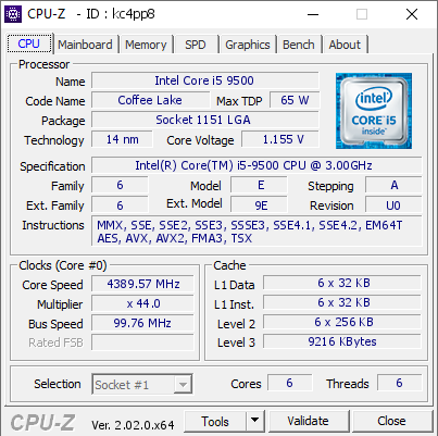 screenshot of CPU-Z validation for Dump [kc4pp8] - Submitted by    - 2022-09-19 20:47:23