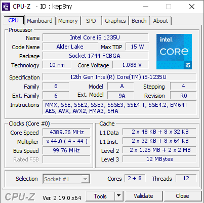 screenshot of CPU-Z validation for Dump [kep8ny] - Submitted by  Anonymous  - 2026-03-21 15:58:09