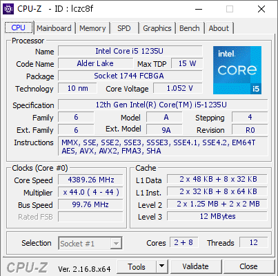screenshot of CPU-Z validation for Dump [lczc8f] - Submitted by  DESKTOP-M3HQU25  - 2025-10-08 13:53:56