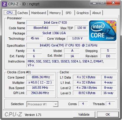 screenshot of CPU-Z validation for Dump [ngtqzt] - Submitted by  SN0PEK-I7-DATOR  - 2015-07-22 20:07:21