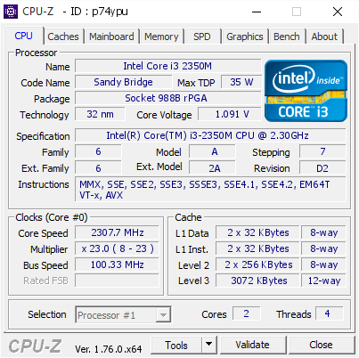 screenshot of CPU-Z validation for Dump [p74ypu] - Submitted by  BLABLA-PC  - 2016-04-27 16:48:33