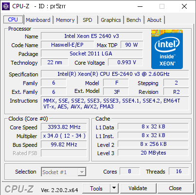 screenshot of CPU-Z validation for Dump [pr5zrr] - Submitted by  Anonymous  - 2026-08-07 05:43:57