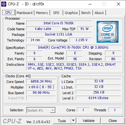 screenshot of CPU-Z validation for Dump [qkc65x] - Submitted by  Axxzyaun  - 2026-01-22 15:18:42