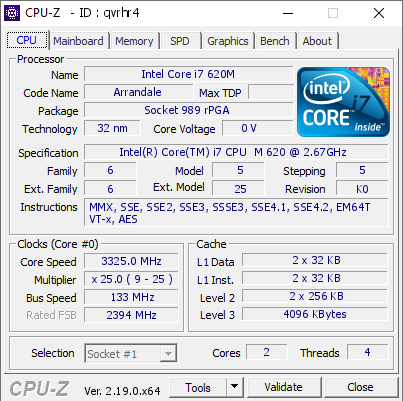 screenshot of CPU-Z validation for Dump [qvrhr4] - Submitted by  DESKTOP-GB0F7CE  - 2026-08-07 05:43:37