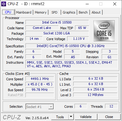 screenshot of CPU-Z validation for Dump [rmmxt2] - Submitted by  DESKTOP-F4K3QDE  - 2025-07-17 19:05:01
