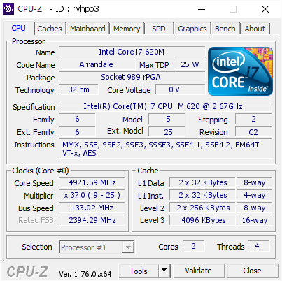 screenshot of CPU-Z validation for Dump [rvhpp3] - Submitted by  XIY9IEF5T9CIX8M  - 2016-05-14 04:42:07