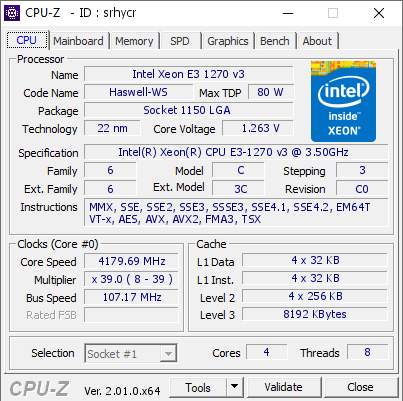 screenshot of CPU-Z validation for Dump [srhycr] - Submitted by  Aleslammer  - 2023-02-06 04:47:52