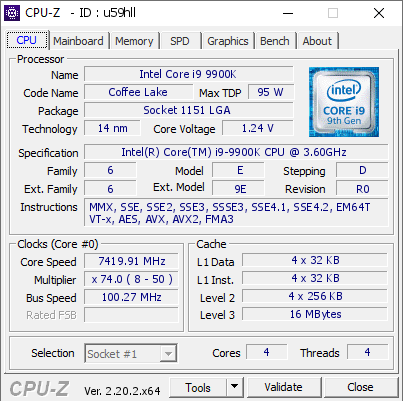 screenshot of CPU-Z validation for Dump [u59hll] - Submitted by  Eden  - 2026-08-22 20:32:37