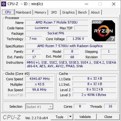 screenshot of CPU-Z validation for Dump [weq0cz] - Submitted by  Anonymous  - 2025-11-25 12:17:30
