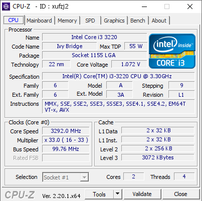 screenshot of CPU-Z validation for Dump [xufzj2] - Submitted by  DIR3  - 2026-06-09 08:14:30