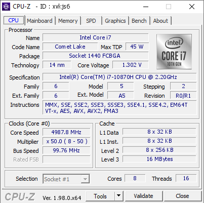 screenshot of CPU-Z validation for Dump [xvkjs6] - Submitted by  apiphon.exe  - 2021-10-28 11:49:49